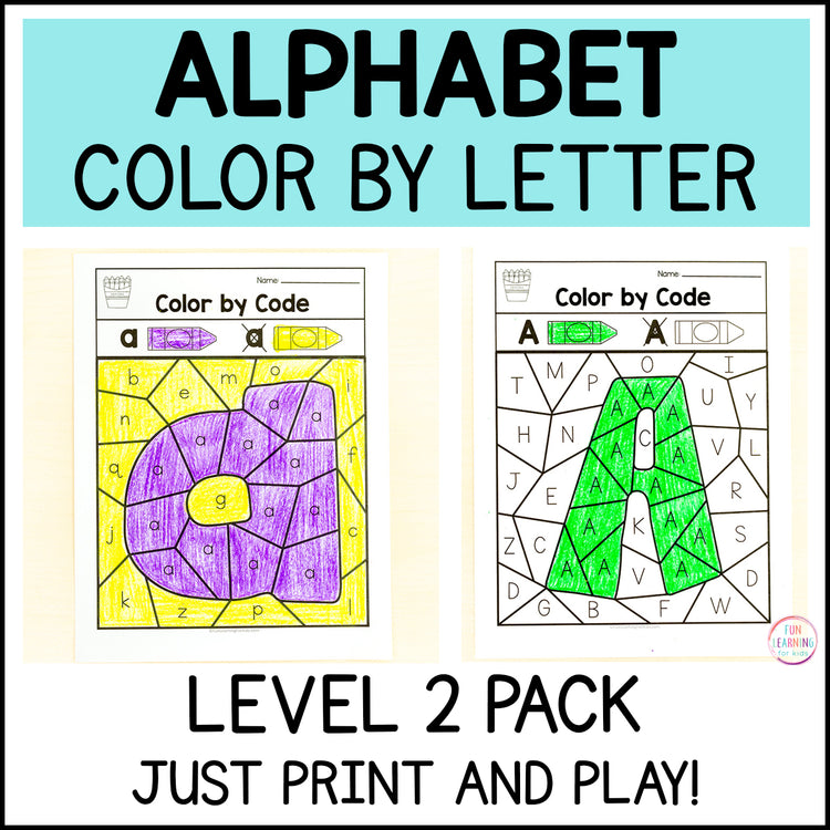 Alphabet Color by Code Bundle - Letter Identification and Beginning Sounds - 3 Levels