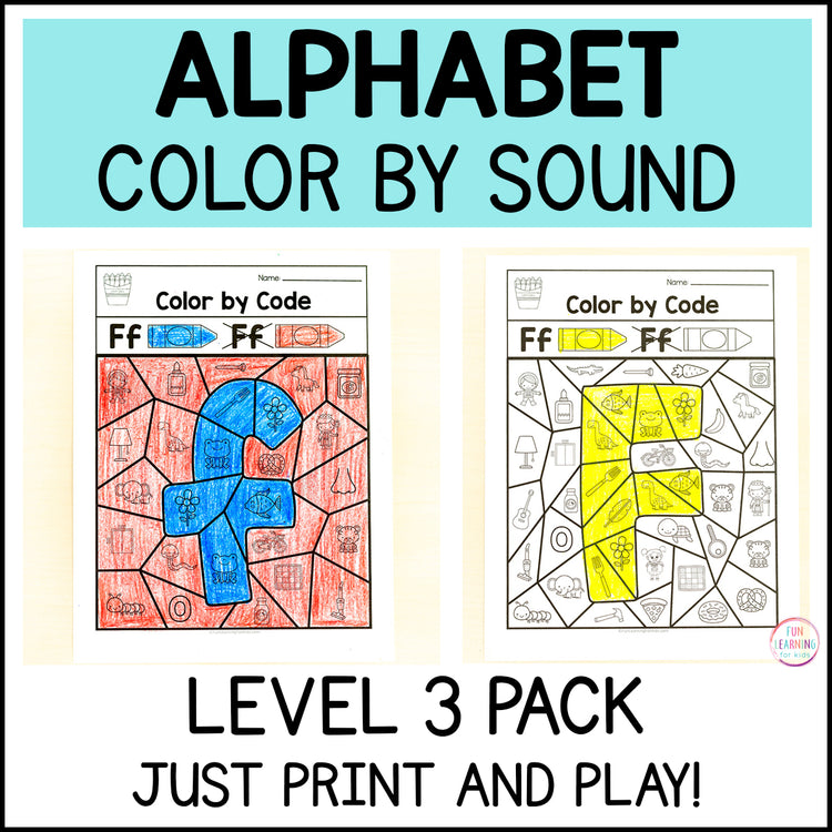 Alphabet Color by Code Bundle - Letter Identification and Beginning Sounds - 3 Levels
