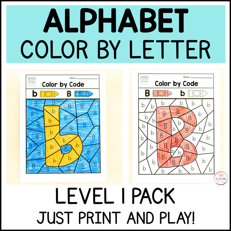Alphabet Color by Code Bundle - Letter Identification and Beginning Sounds - 3 Levels