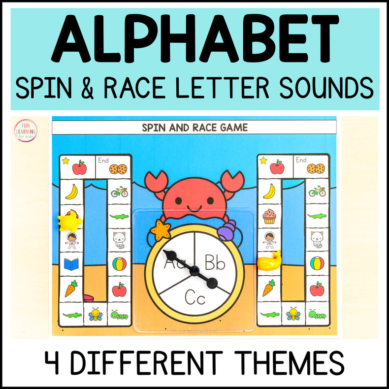 Alphabet Beginning Sound Spin and Race Board Game