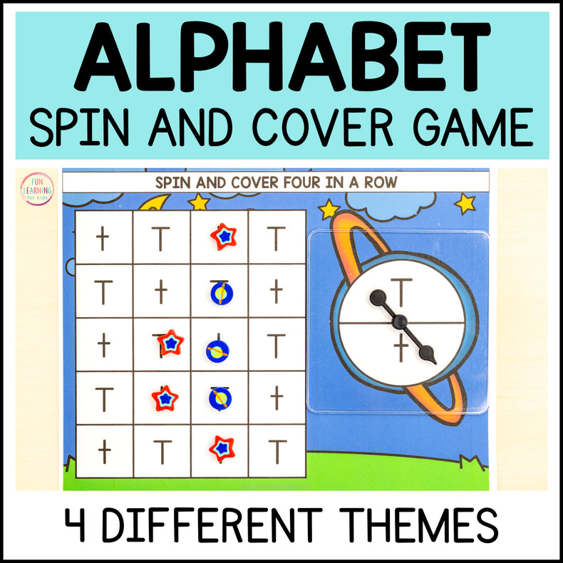 Alphabet Letter Recognition Spin and Cover Board Game