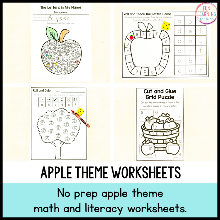 September Apple Theme Worksheets - No Prep Math & Literacy Worksheets