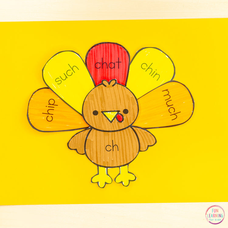 Turkey Craft - Thanksgiving Editable Phonics Craft, Name Craft, Spelling, Math