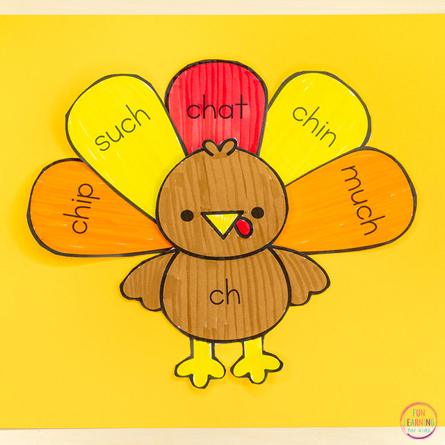 Turkey Craft - Thanksgiving Editable Phonics Craft, Name Craft, Spelling, Math