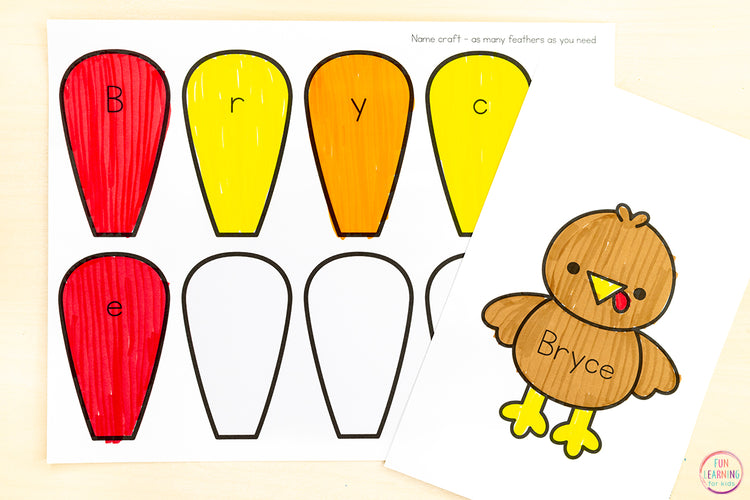 Turkey Craft - Thanksgiving Editable Phonics Craft, Name Craft, Spelling, Math