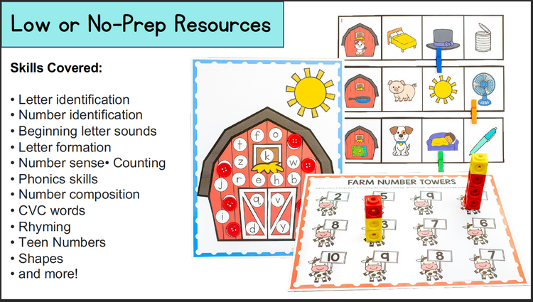 Farm Theme Math & Literacy Centers for Preschool, Pre-K & Kindergarten