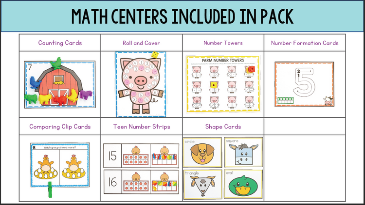 Farm Theme Math & Literacy Centers for Preschool, Pre-K & Kindergarten