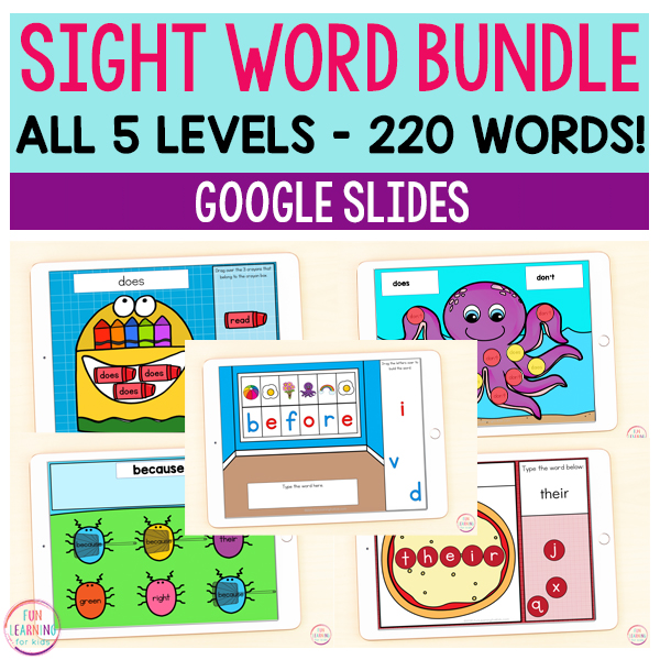 Sight Word Games Mega Bundle | 5 Activities - Pre-Primer through Third Grade | Google Slides
