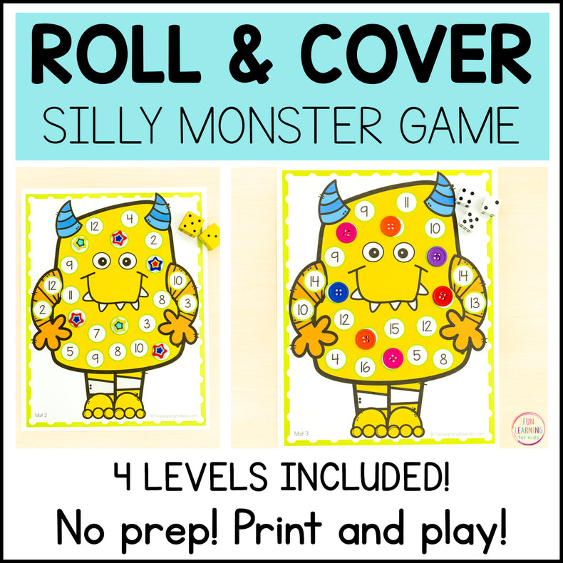 Silly Monster Roll and Cover the Number Activity - NO PREP