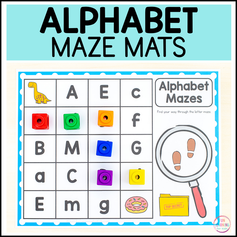 Alphabet Maze Mats for Learning Letters and Sounds in Preschool & Kindergarten