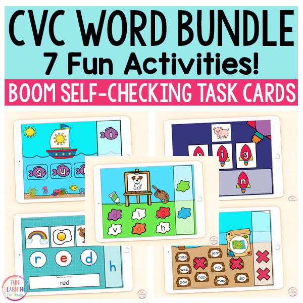 CVC Words Bundle | 7 Activities | Boom Cards™