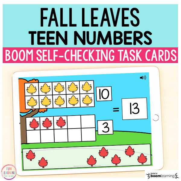 Fall Leaves Teen Numbers Boom Cards™ | Digital Task Cards