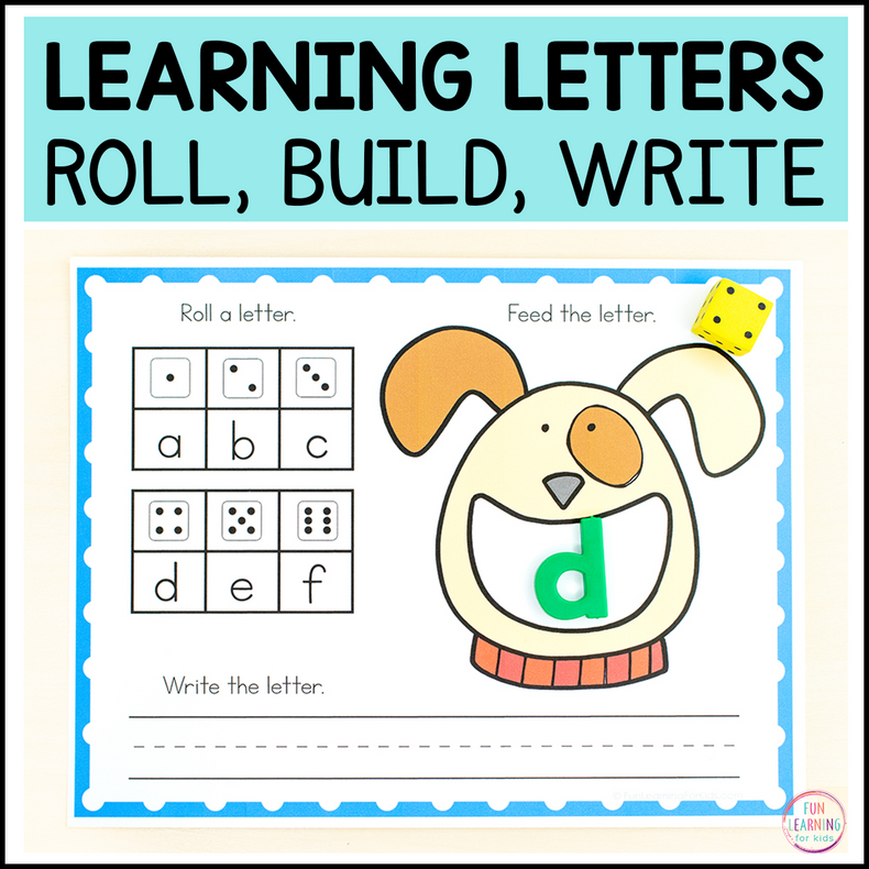 Letter Recognition Roll, Build, Write Mats