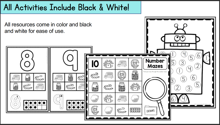 Number Mats and Number Worksheets - NO PREP Number Sense Activities