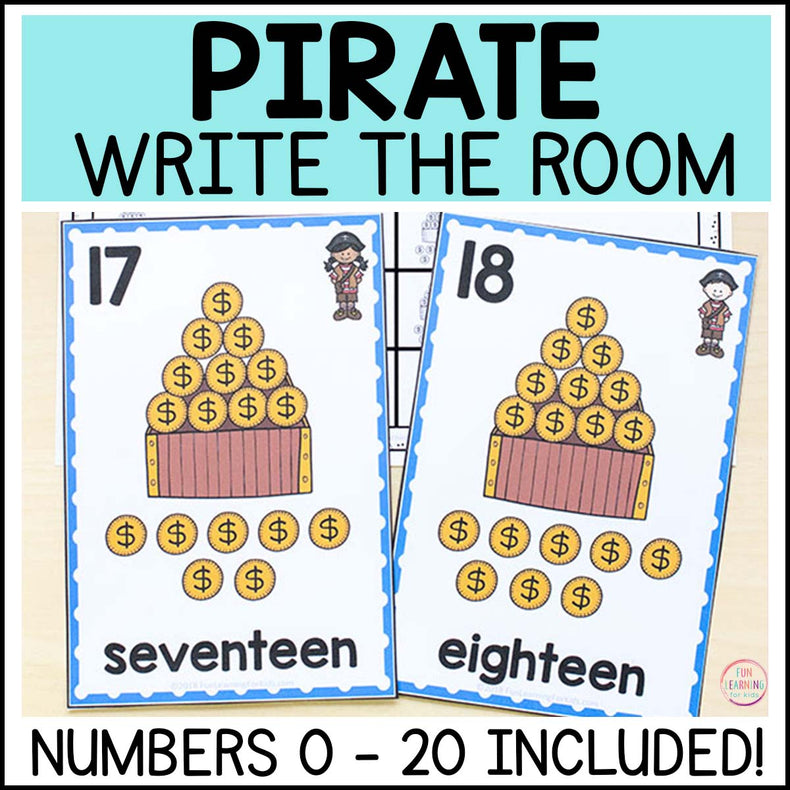Pirate Write the Room Numbers 0 - 20