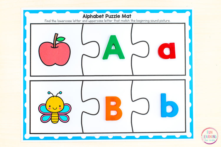 Alphabet Mats and Alphabet Worksheets for Letters and Beginning Sounds - NO PREP