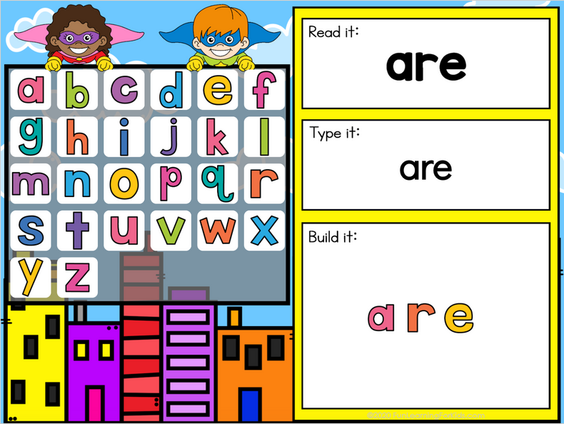 Superhero Sight Words Primer / Kindergarten - Google Slides