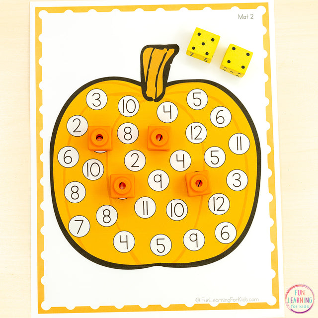 Pumpkin Roll and Cover the Number Activity - NO PREP Math Game Activity