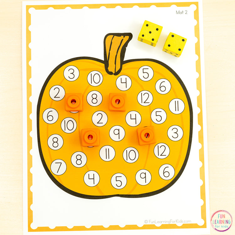Pumpkin Roll and Cover the Number Activity - NO PREP Math Game Activity