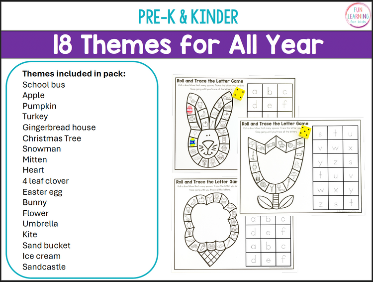 Alphabet Game Worksheets - No Prep Letter Recognition and Sounds Phonics Games