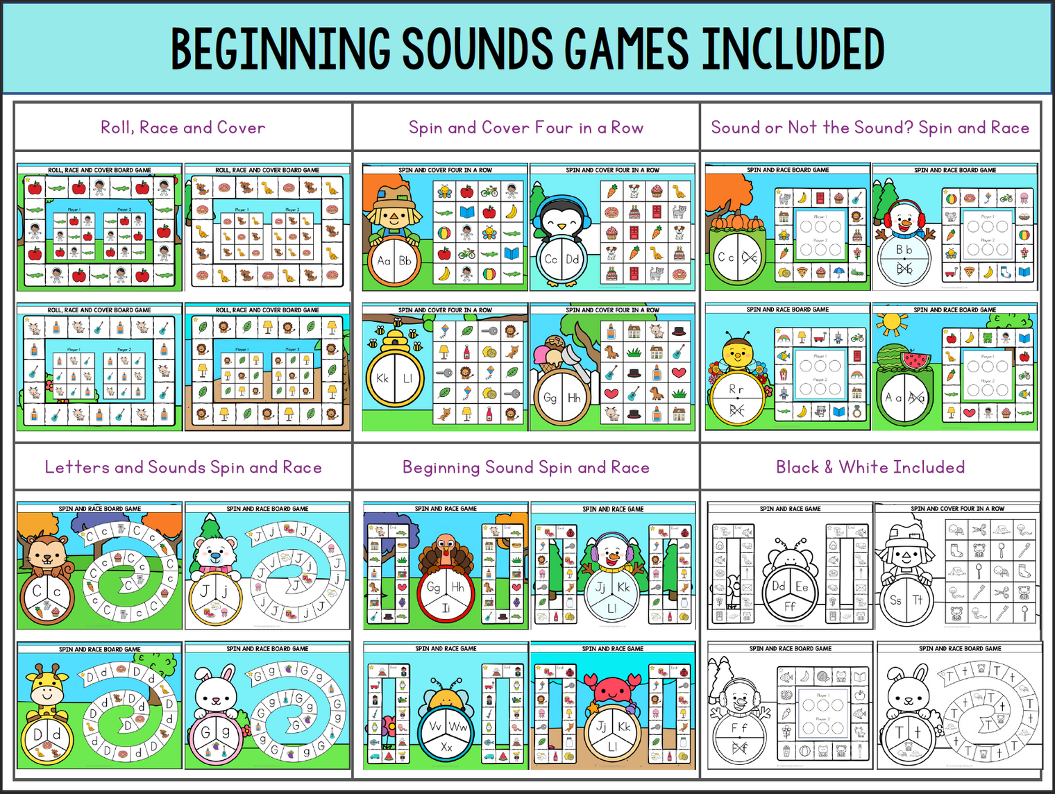 Alphabet Board Games - No Prep Letter Recognition and Sounds Phonics Games