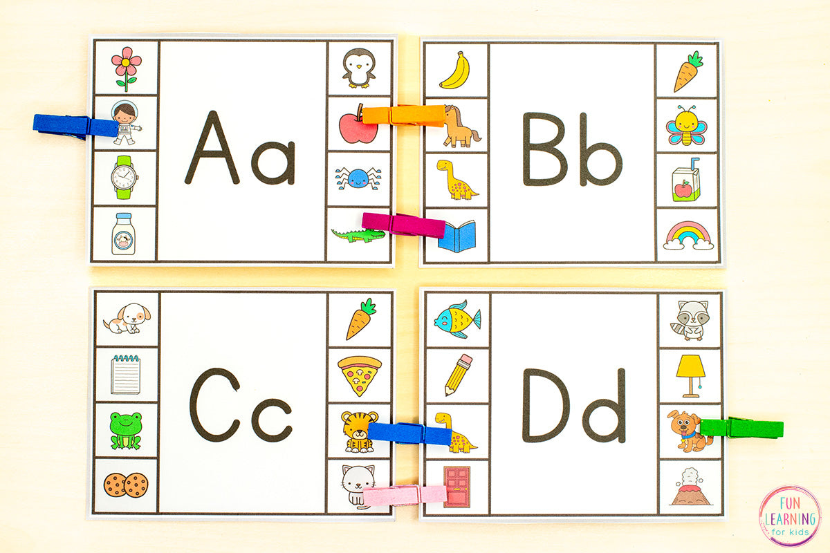 Alphabet Beginning Sounds Clip Cards