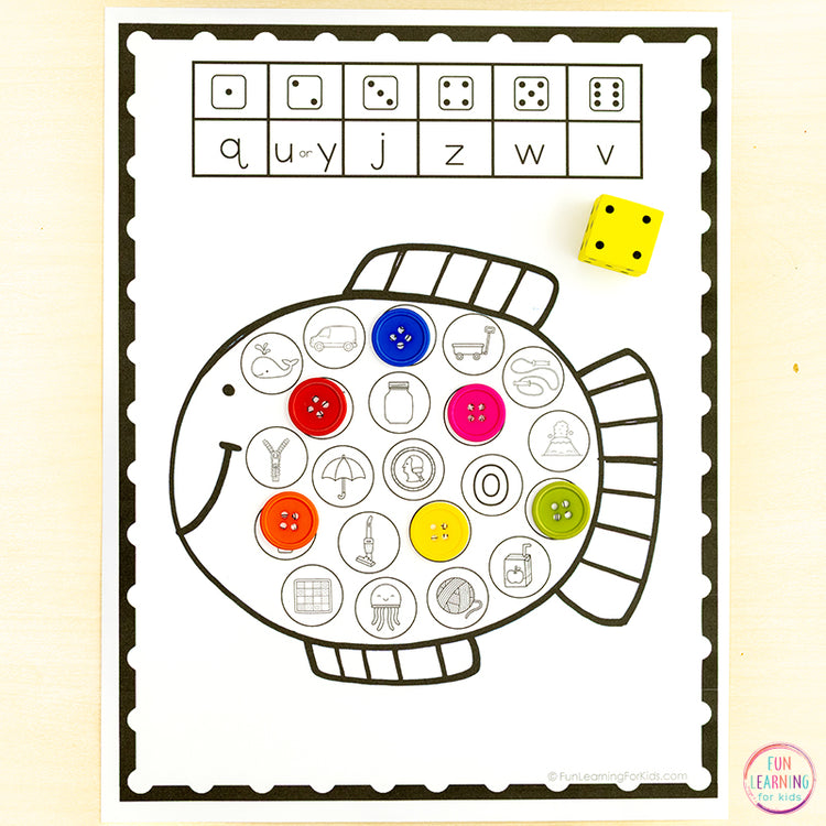 Beginning Sounds Roll and Cover Alphabet Games - NO PREP Letter Sounds Games