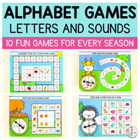 Alphabet Board Games - No Prep Letter Recognition and Sounds Phonics Games