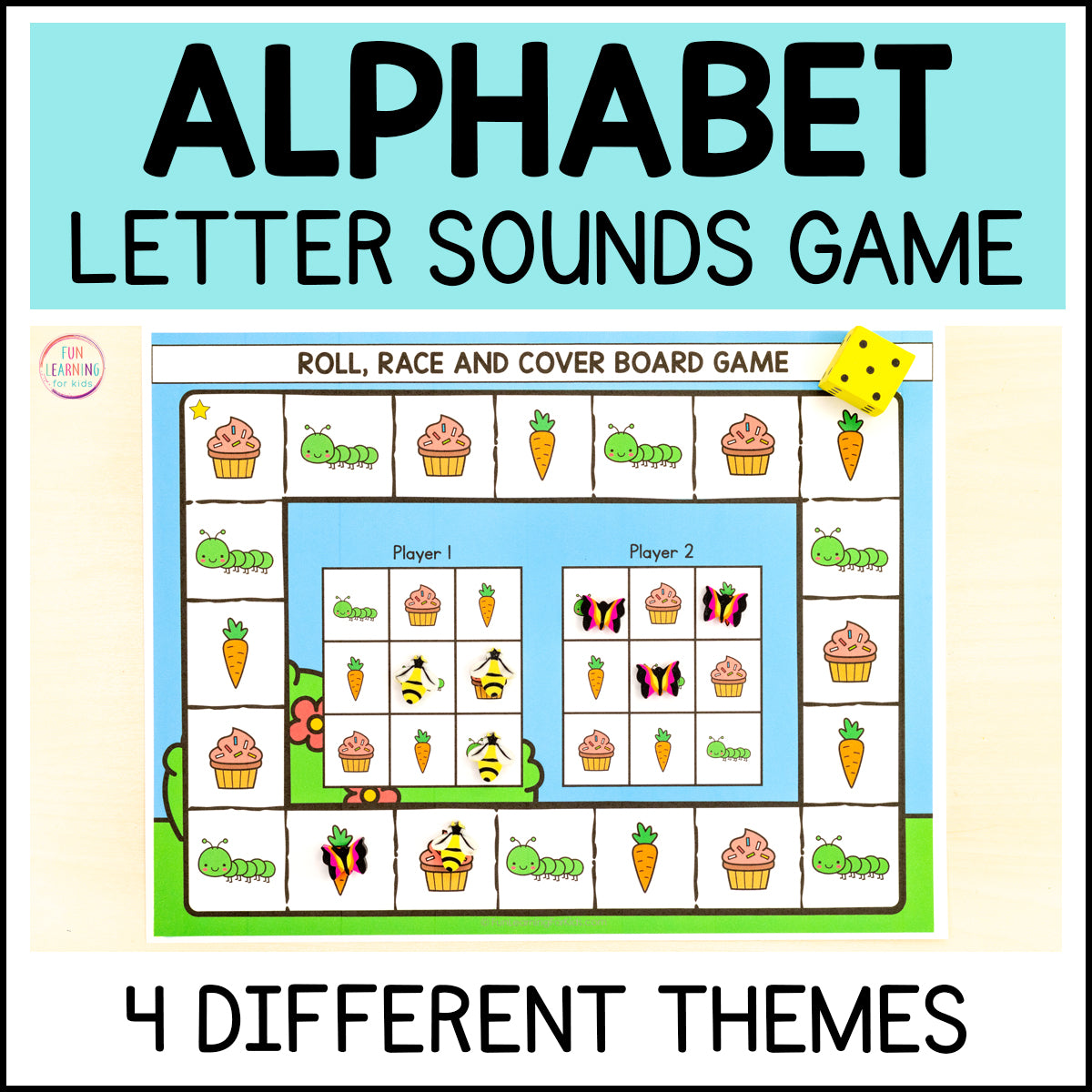 Alphabet Roll, Race and Cover Beginning Sounds Board Game