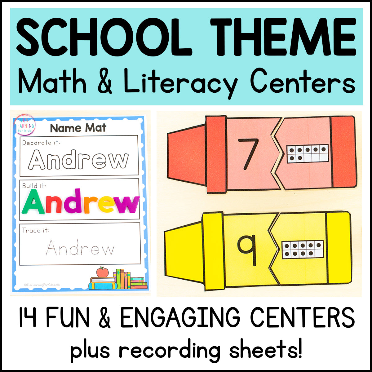 Theme Math and Literacy Centers Bundle for Pre-K & Kindergarten