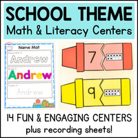 Theme Math and Literacy Centers Bundle for Pre-K & Kindergarten