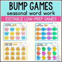 Editable Word Work - Seasonal Bump Games