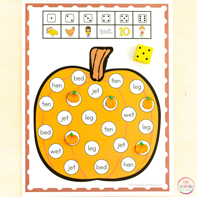 CVC Word Roll and Cover Phonics Games - NO PREP Reading Games for Kindergarten