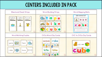 CVCe Words Activities & CVCe Centers | Reading CVCe Words, Magic E