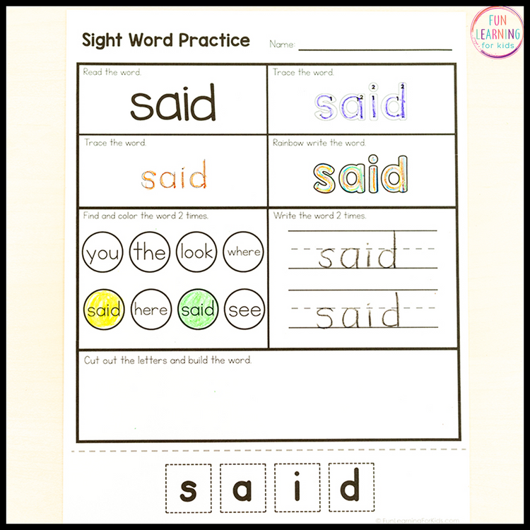 Editable High Frequency Word Worksheets - Sight Word Worksheets with Auto-fill