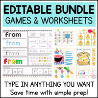 Editable Sight Word Games and Worksheets Bundle | Editable Word Work Activities