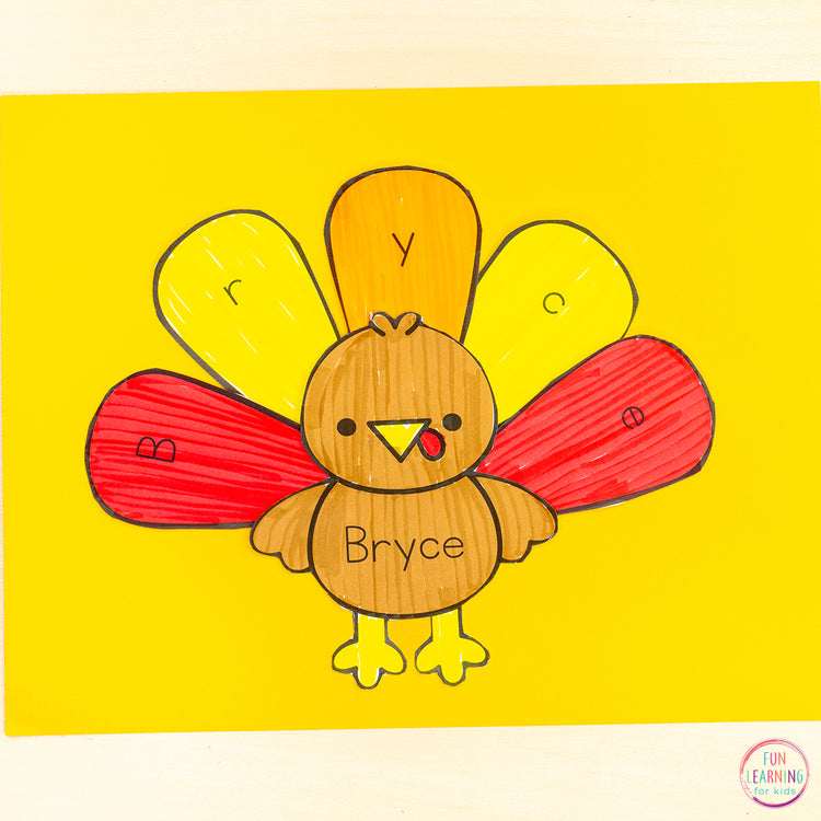 Turkey Craft - Thanksgiving Editable Phonics Craft, Name Craft, Spelling, Math
