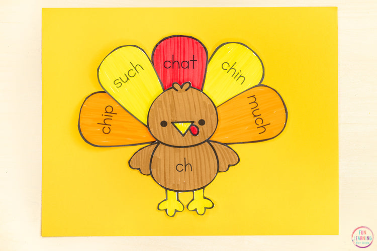 Turkey Craft - Thanksgiving Editable Phonics Craft, Name Craft, Spelling, Math