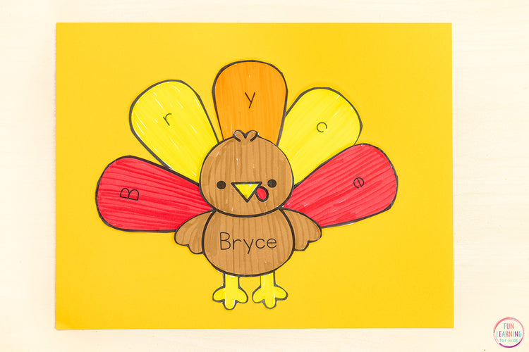 Turkey Craft - Thanksgiving Editable Phonics Craft, Name Craft, Spelling, Math