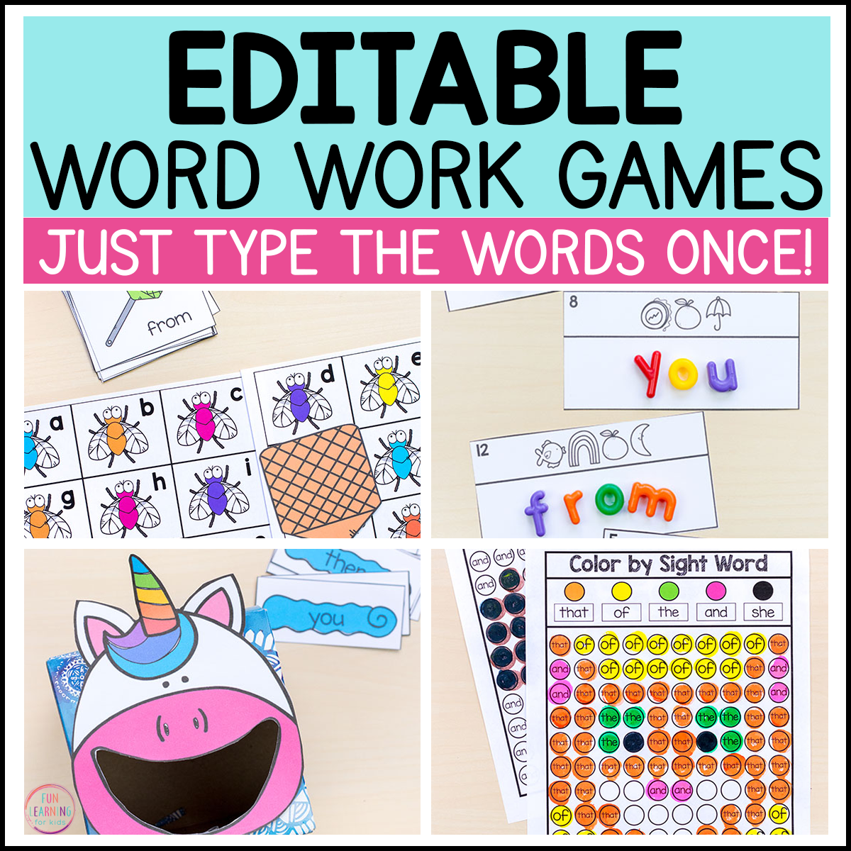 Editable Sight Word Games and Worksheets Bundle | Editable Word Work Activities