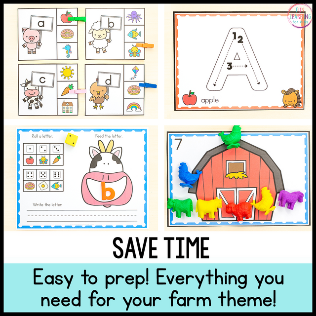 Farm Theme Math & Literacy Centers for Preschool, Pre-K & Kindergarten