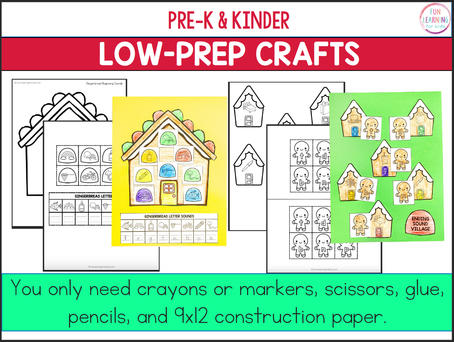 Gingerbread Phonics Crafts - Letter Recognition, Letter Sounds, CVC Words