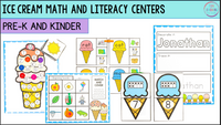 Ice Cream Theme Math & Literacy Centers for Preschool, Pre-K & Kindergarten