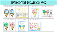 Ice Cream Theme Math & Literacy Centers for Preschool, Pre-K & Kindergarten