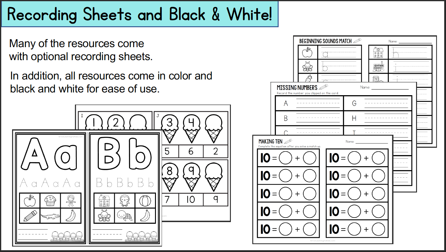 Ice Cream Theme Math & Literacy Centers for Preschool, Pre-K & Kindergarten