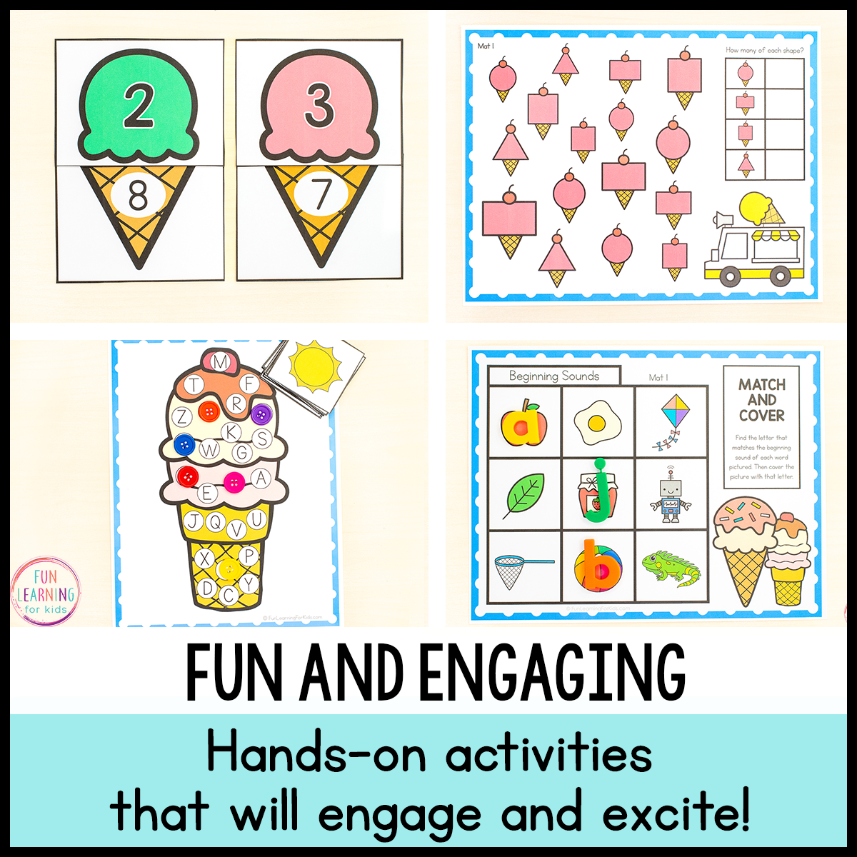 Ice Cream Theme Math & Literacy Centers for Preschool, Pre-K & Kindergarten