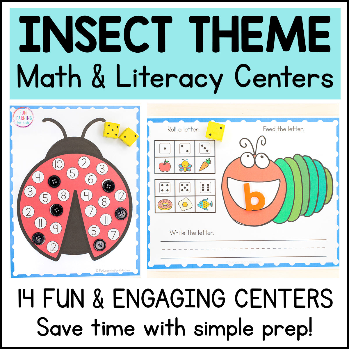 Theme Math and Literacy Centers Bundle for Pre-K & Kindergarten