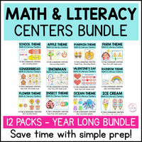 Theme Math and Literacy Centers Bundle for Pre-K & Kindergarten