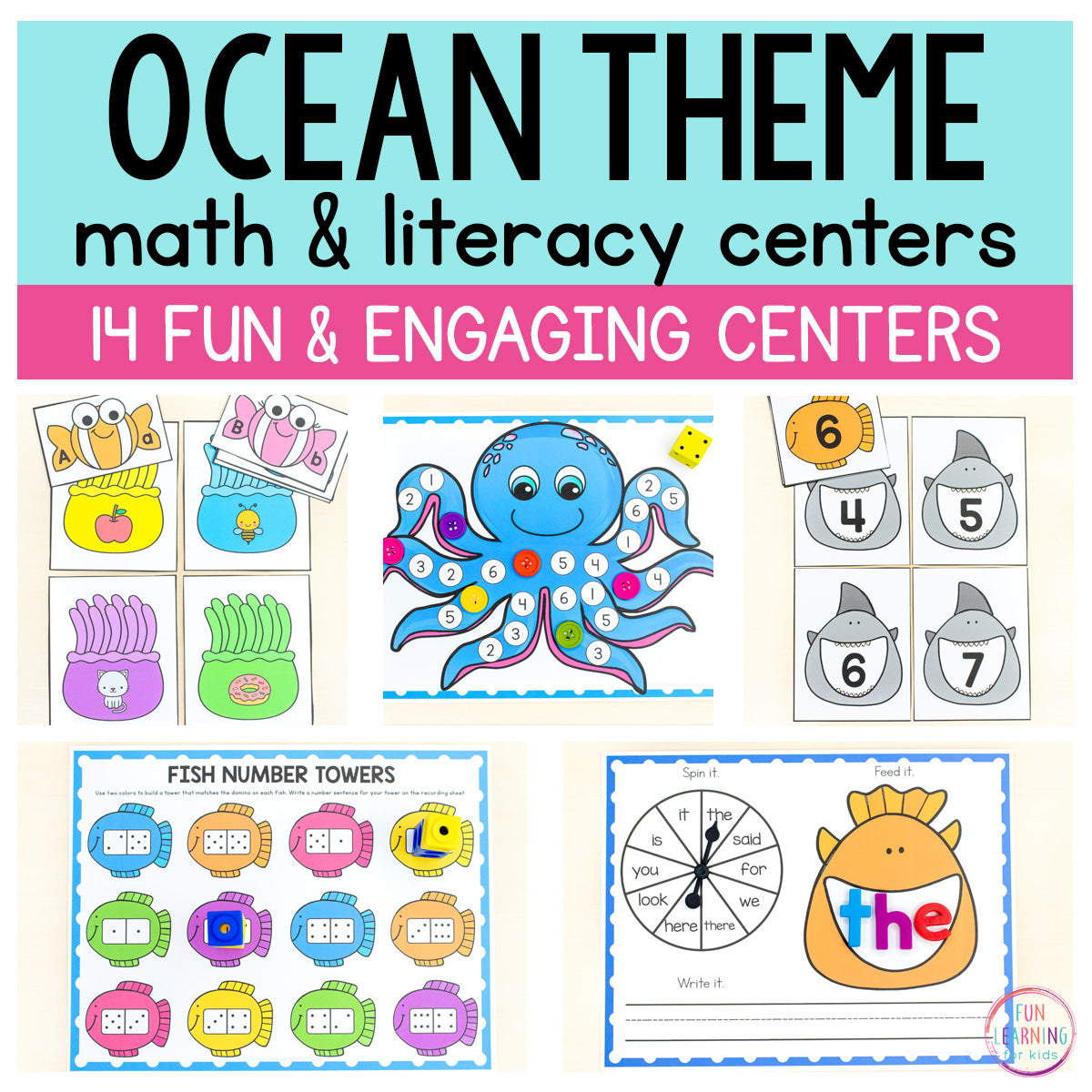 Theme Math and Literacy Centers Bundle for Pre-K & Kindergarten