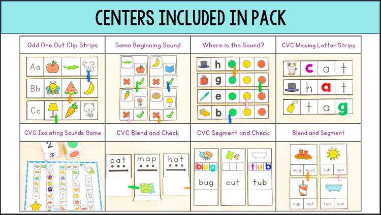 Phonemic Awareness Centers and Activities | Phonics Centers | SOR